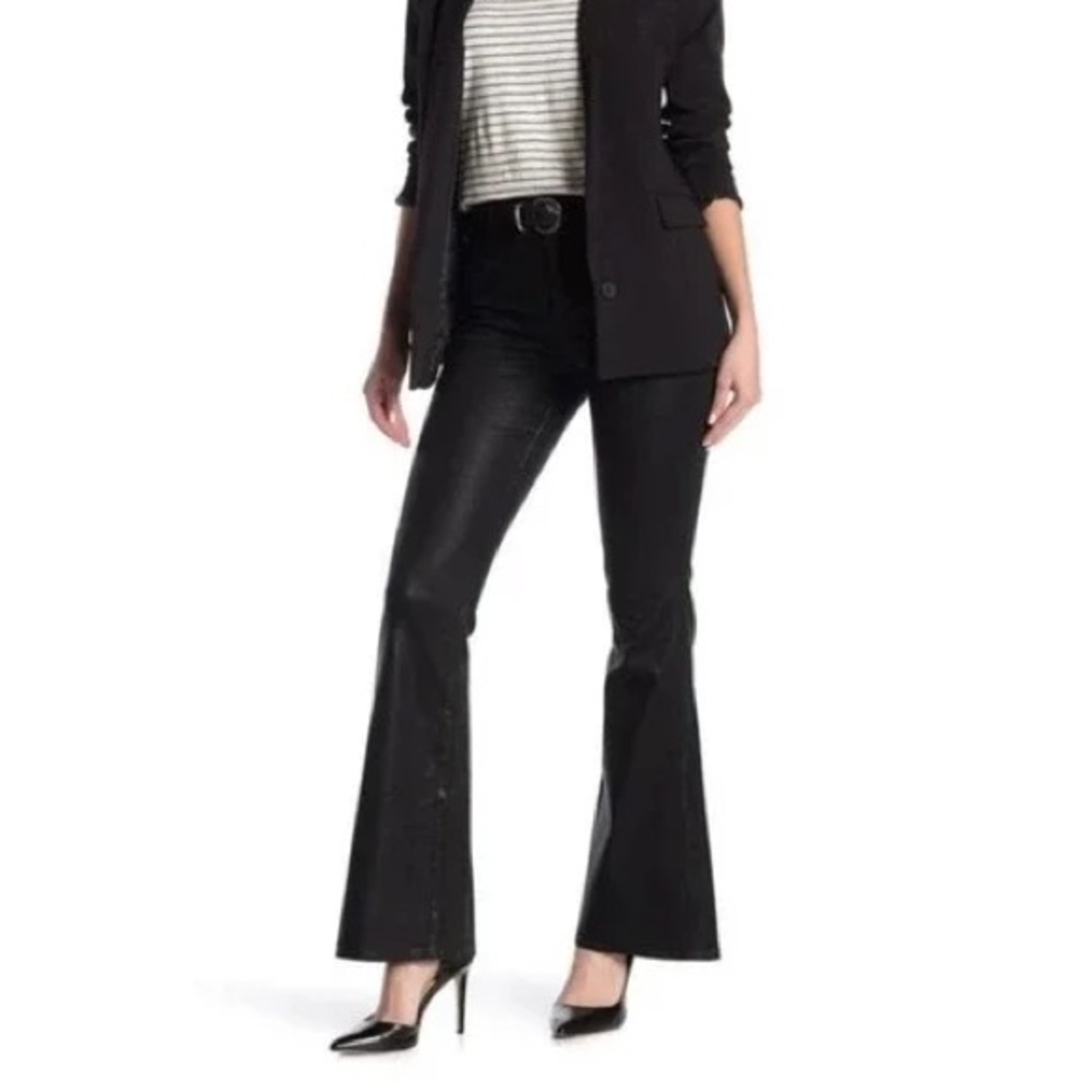 Sanctuary Demi boot High Rise Black coated flare jeans size 31